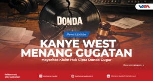Kanye West di atas panggung konser dengan backdrop album Donda Dokumen gugatan hak cipta atas lagu Hurricane dan Moon Pengadilan federal AS tempat putusan gugatan Donda dibacakan