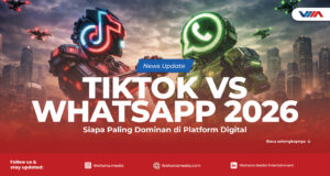 article Perbandingan penggunaan TikTok, WhatsApp, dan YouTube berdasarkan durasi dan jumlah pengguna 2026
