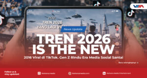 article Ilustrasi perbandingan media sosial tahun 2016 dan 2026 dengan nuansa konten yang lebih santai dan autentik