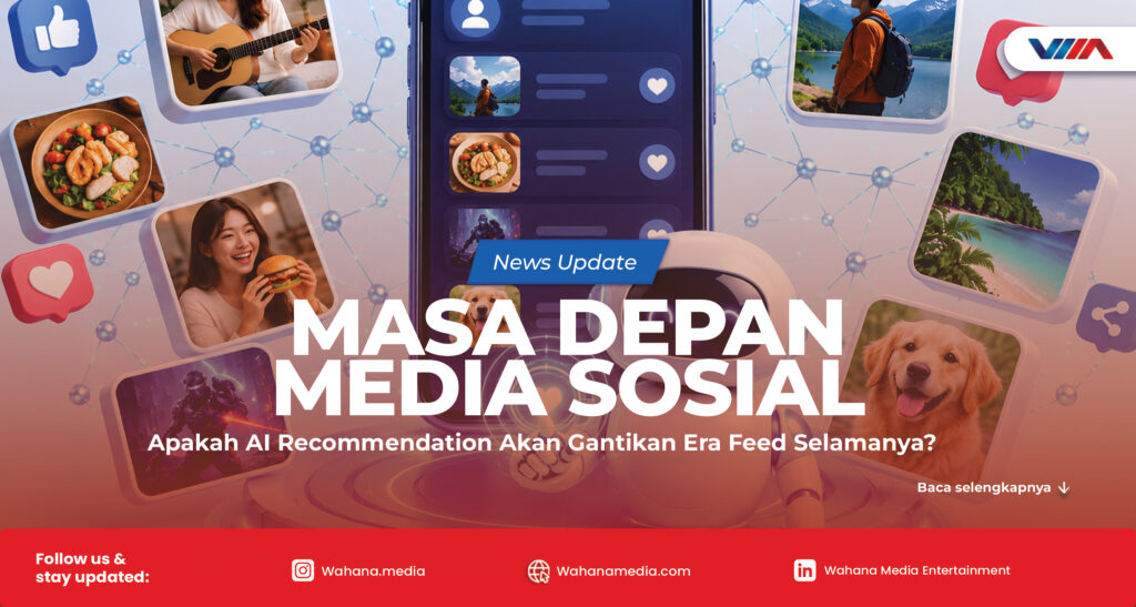 Masa Depan Media Sosial: Apakah AI Recommendation Akan Gantikan Era Feed Selamanya? Ilustrasi perbandingan feed kronologis media sosial dengan sistem AI recommendation yang personal dan berbasis algoritma
