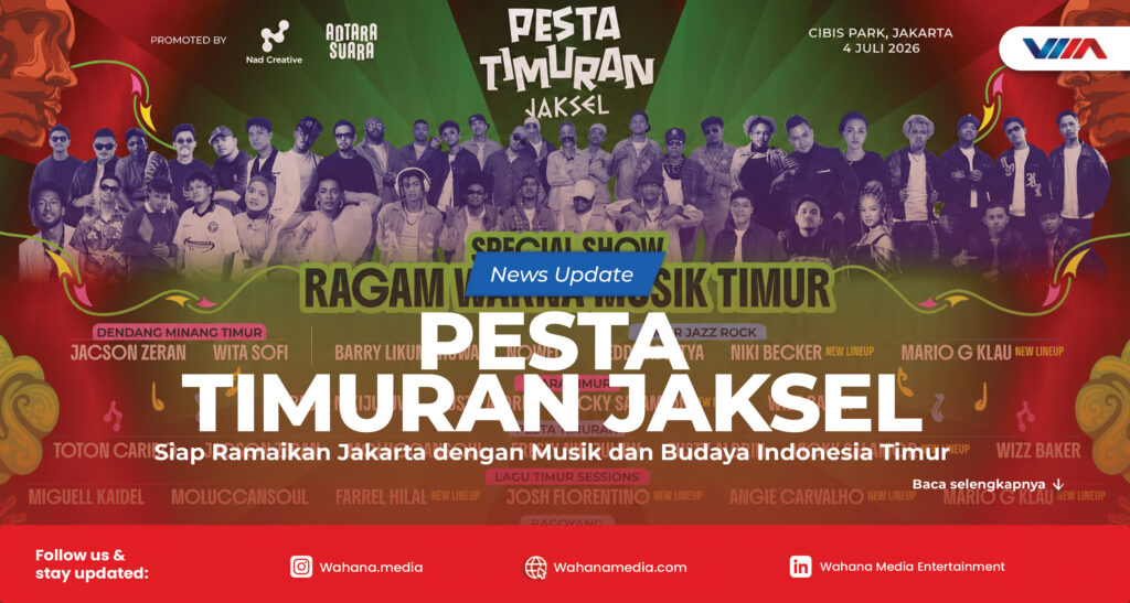 Poster Pesta Timuran Jaksel 2026 dengan deretan musisi yang akan tampil di CIBIS Park Jakarta.
