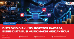 Ilustrasi platform distribusi musik DistroKid yang membantu musisi independen merilis lagu ke Spotify, Apple Music, TikTok, dan layanan streaming lainnya.