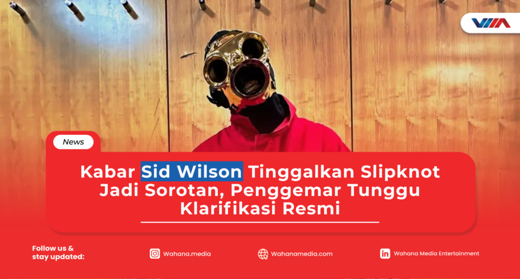 Sid Wilson tampil bersama Slipknot di atas panggung konser dengan kostum dan topeng khas band metal asal Amerika Serikat tersebut.