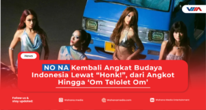 Grup pop Indonesia NO NA berpose dalam konsep visual lagu honk! yang terinspirasi budaya jalanan Indonesia, termasuk angkot dan fenomena Om Telolet Om.
