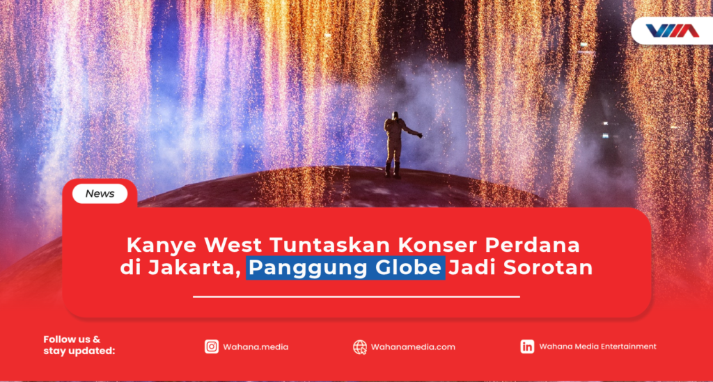Kanye West Tuntaskan Konser Perdana di Jakarta, Panggung Globe Jadi Sorotan Visual panggung 360 derajat dengan tampilan bumi dalam konser Kanye West di GBK.